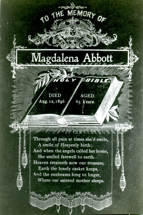 Magdelena Schmeltz Funeral Memorial Card