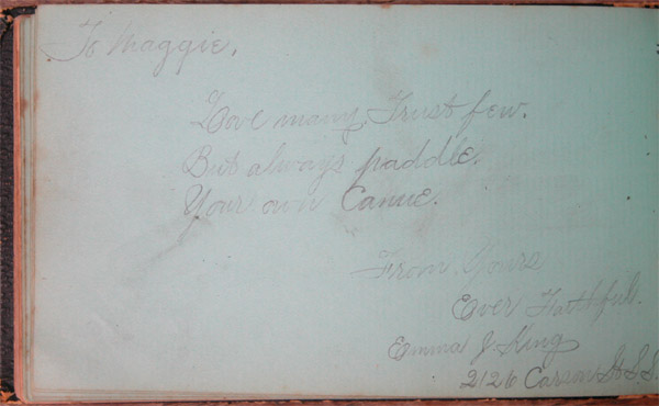 Maggie Jacob's Autograph Book, Page 22