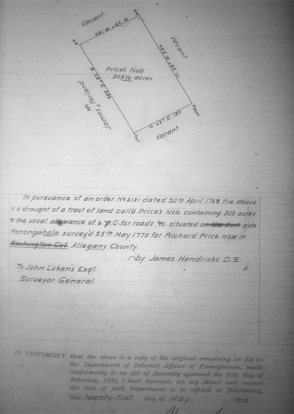 Richard Price Land Survey 1770