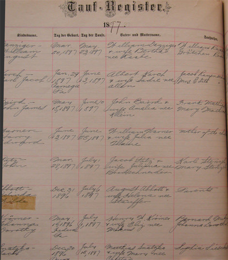 Belinda Wilde Abbott Baptism Record, Full Page