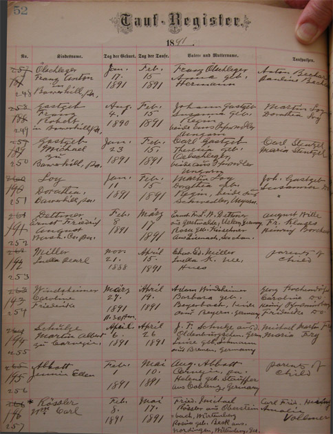 Jennie Ellen Abbott Baptism Record, Full Page