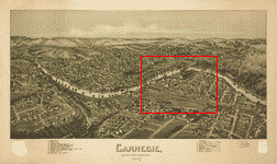 Carnegie, PA, Railroad Location Map, 1897