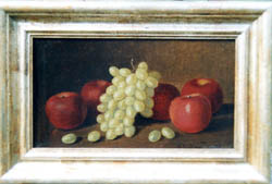 Oil Painting of apples and green grapes